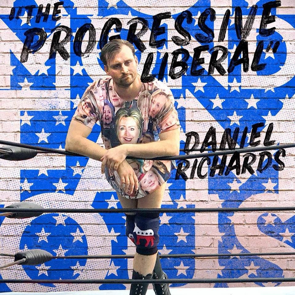 Daniel Harnsberger amerikai profi birkózó Daniel Richards/A Progresszív Liberális szerepében. (Forrás: facebook.com/PLdanielrichards)