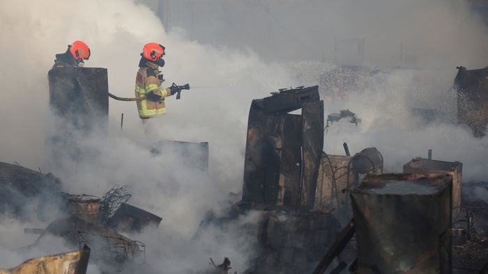 Fire at Guryong village, in Seoul