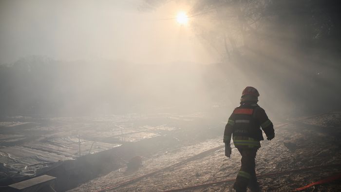 Fire at Guryong village, in Seoul