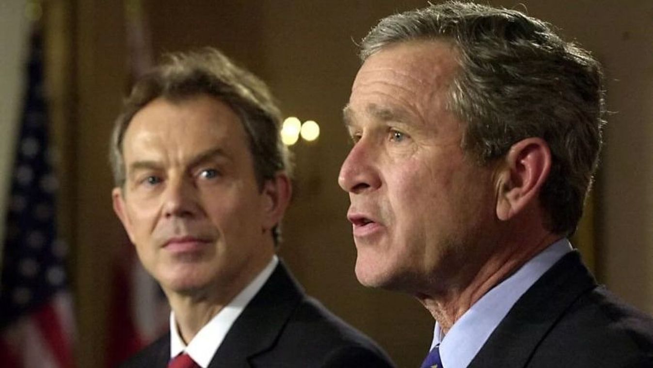 George Bush volt amerikai elnök és Tony Blair volt brit miniszterelnök. (Fotó: AFP)