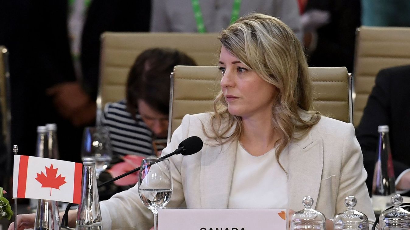 Melanie Joly kanadai külügyminiszter a G-20-ak külügyminiszteri tanácskozásán Új-Delhiben 2023.03.02-án. (Fotó: AFP)