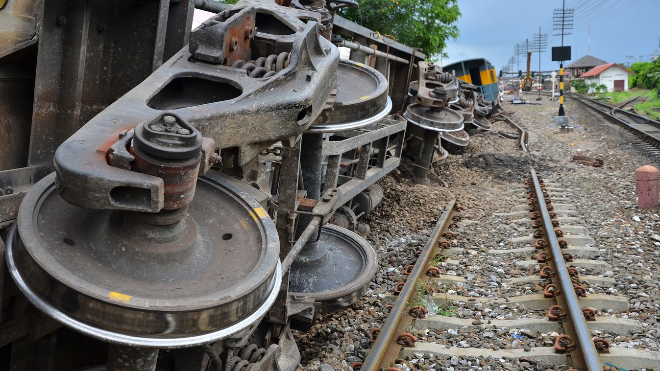 Damaged,Property,Of,Train,And,Rails,After,Train,Derailed,In