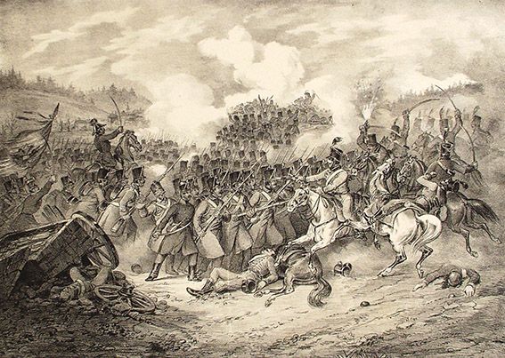 A medgyesi ütközet, 1849. március 3. Az Armee-Bulletin (XXIX.) egykorú ábrázolása (Forrás: Arsmilitaria.blog.hu)