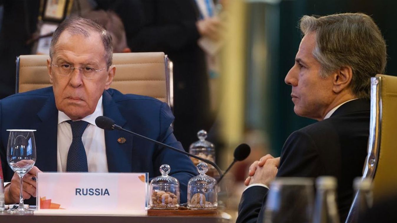 A G20-as csúcstalálkozón Antony Blinken amerikai- és Szergej Lavrov orosz külügyminiszter hosszú szünet után futólag találkozott egymással. (Fotó: TGRT HABER / Twitter)