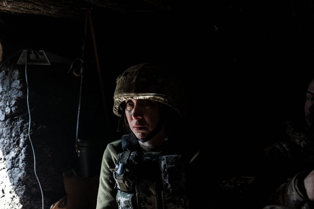 Ukrainian soldiers on the frontline in Donetsk Oblast