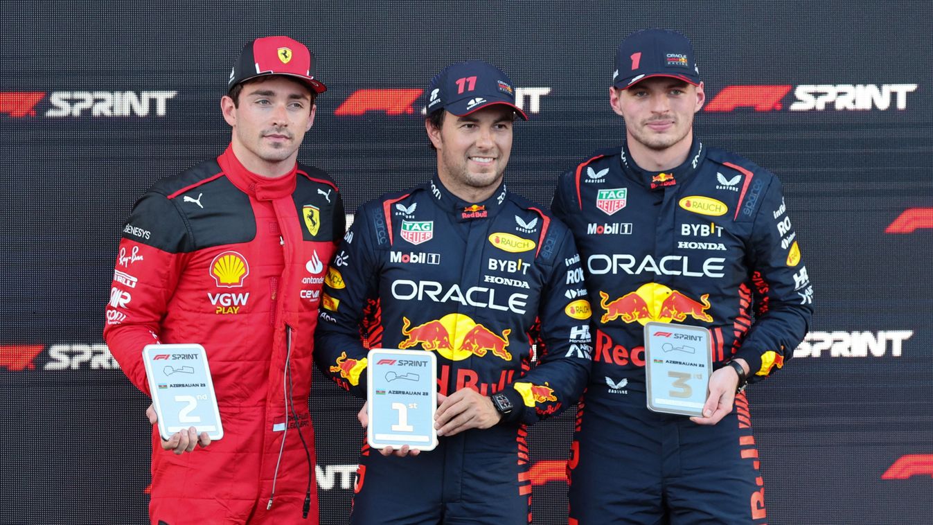 Charles Leclerc, Sergio Pérez és Max Verstappen