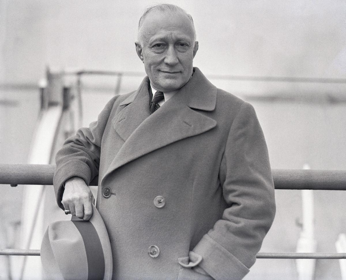 Adolph Zukor Leaning on Railing