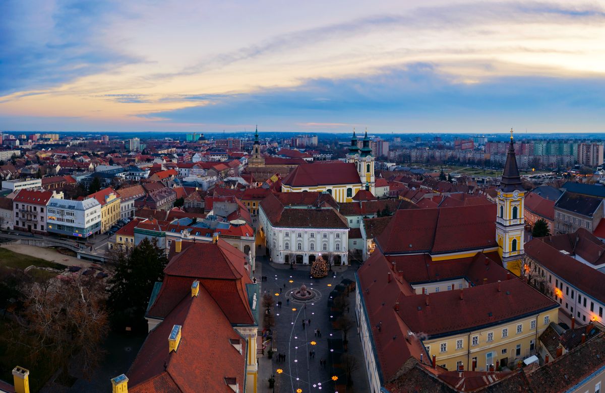 Aerial,Photo,About,The,Old,Downtown,Of,Szekesfehervar,In,Hungary.