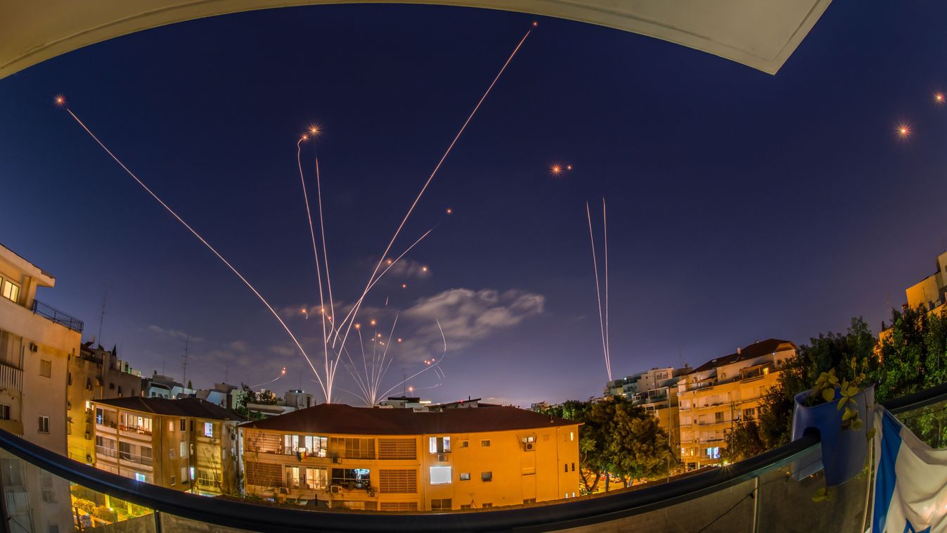 Iron,Dome,Rocket,Interceptions,Of,Hamas,Rockets-,Southern,Israel-,Night