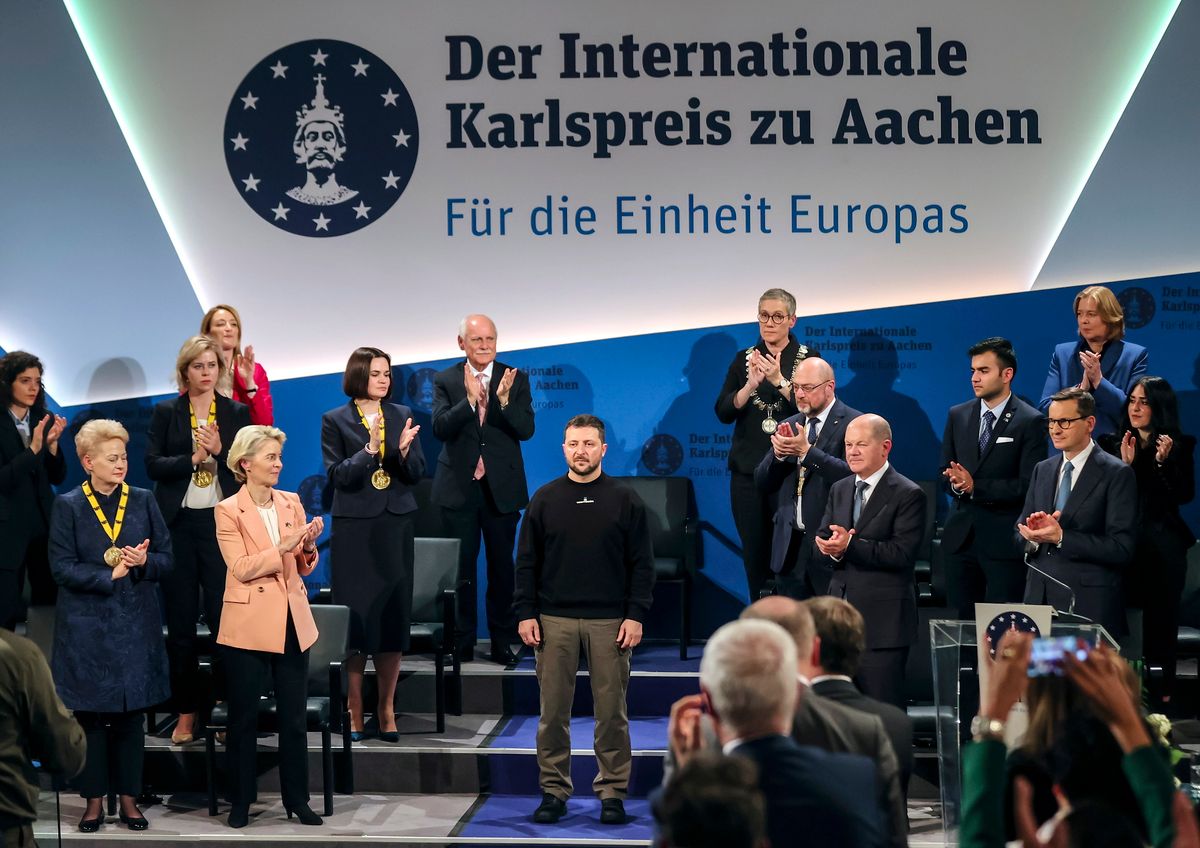 VON DER LEYEN, Ursula; ZELENSZKIJ, Volodimir; SCHOLZ, Olaf; MORAWIECKI, Mateusz