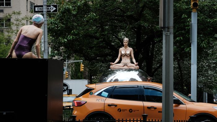 Artist Carole Feuerman's Realistic Sculptures Of Swimmers Adorn Manhattan's Park Avenue