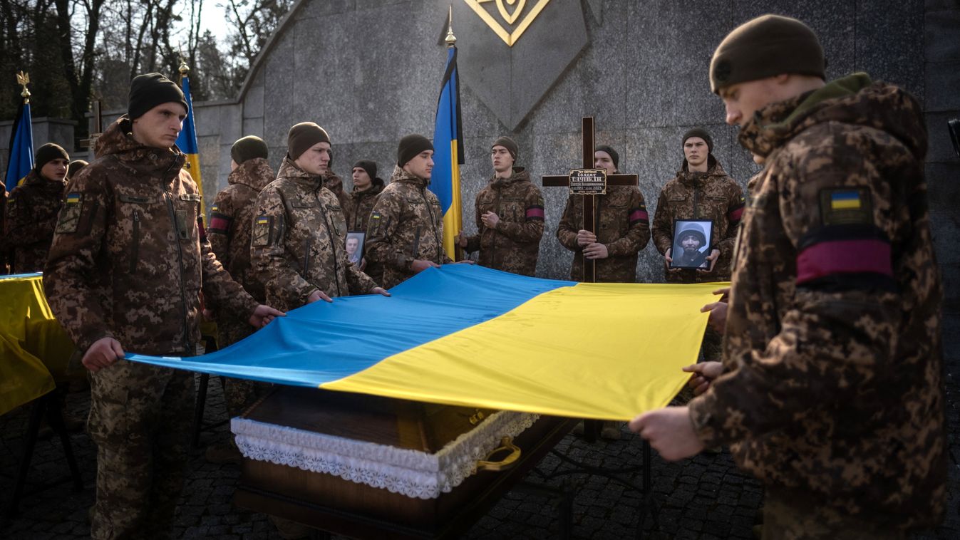 Funeral ceremony at Lychakiv Cemetery in Ukraine