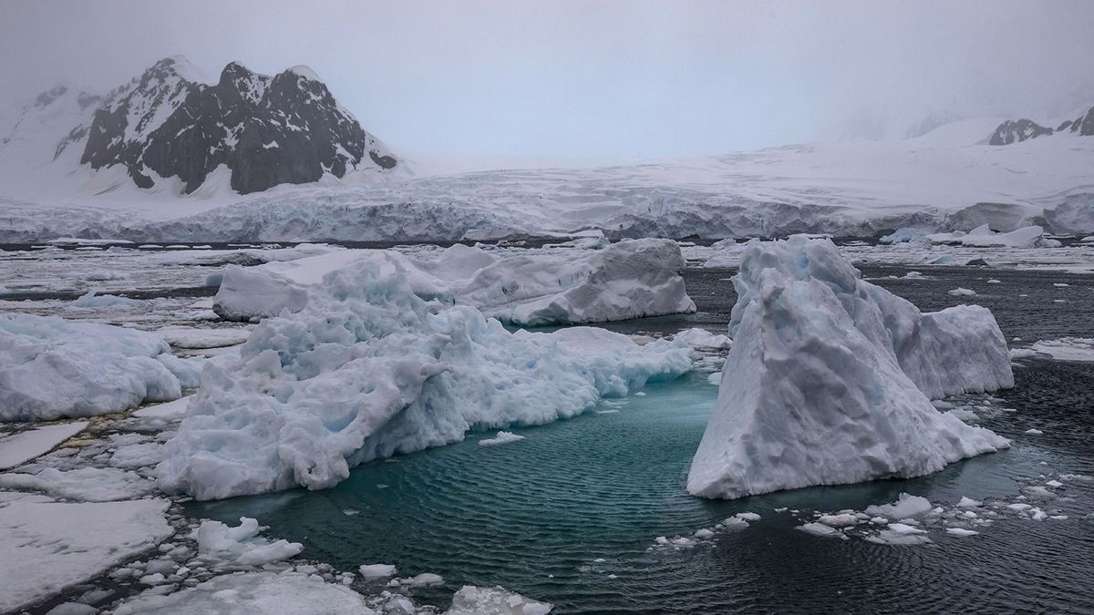 Ice floes melt due to global climate change in Antarctica