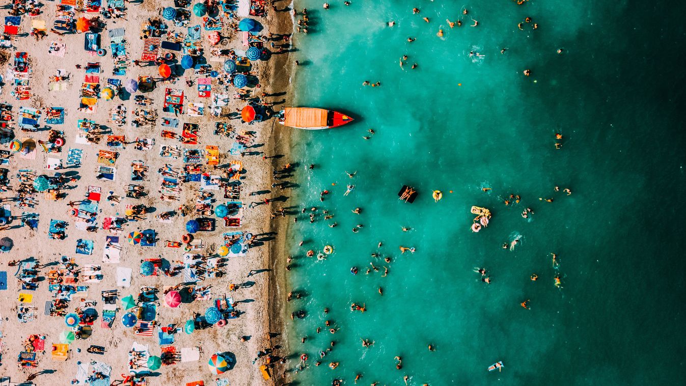 Aerial,Drone,View,Of,People,Having,Fun,And,Relaxing,On