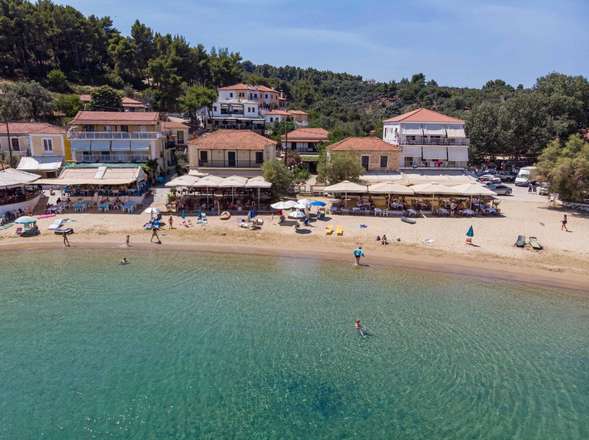 Tourism In Greece - Secluded Katigiorgis Fishing Village And Beach By A Drone