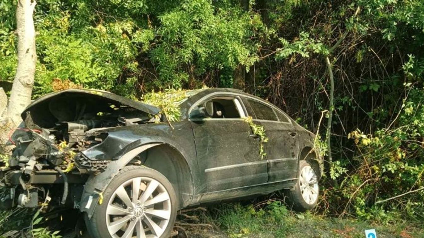 Borítókép: Ez az autó csapódott egy fának. (Forrás: Police.hu)