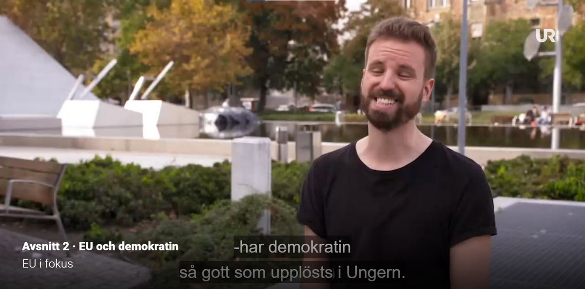 Gulyás Mártonnal hergelik Magyarország ellen a svéd gyerekeket. Fotó: Képernyőfotó