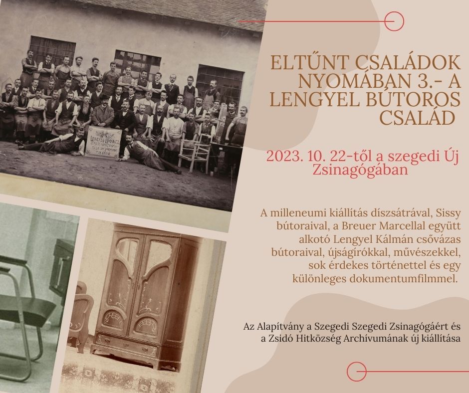 A Lengyel bútoros család című kiállítás meghívója.