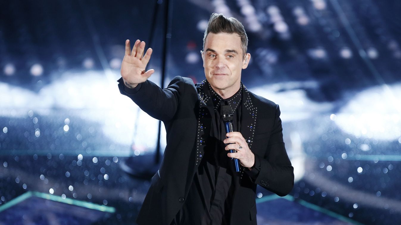 Sanremo,,Italy,,February,8:,Singer,Robbie,Williams,Performs,During,The