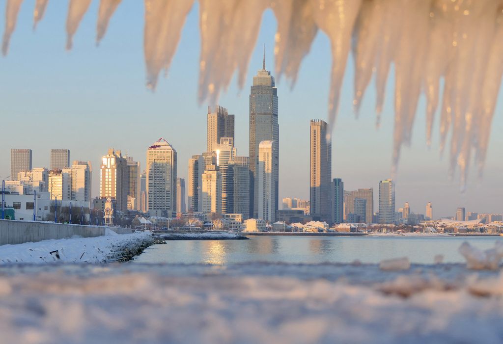 The Seashore Waves Froze into Ice