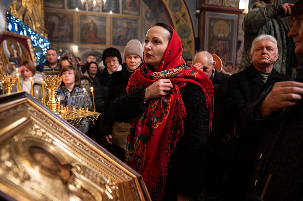 Christmas Eve service at St. Michael's Cathedral in Kyiv
