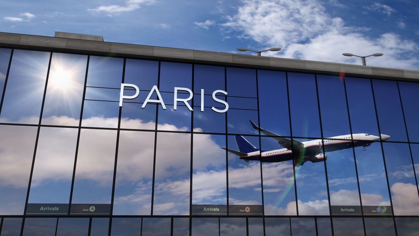 Jet,Aircraft,Landing,At,Paris,France,3d,Rendering,Illustration.,Arrival