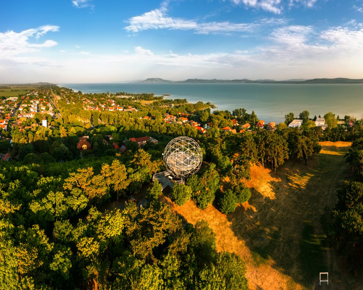 Orb,Lookout,Point,In,Balatonboglar,Hungary.,Lake,Balaton,And,Bafdacsony