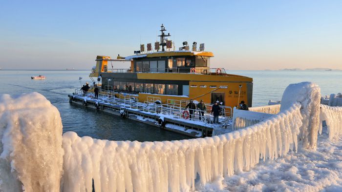 The Seashore Waves Froze into Ice