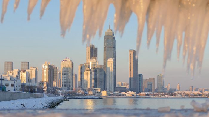 The Seashore Waves Froze into Ice