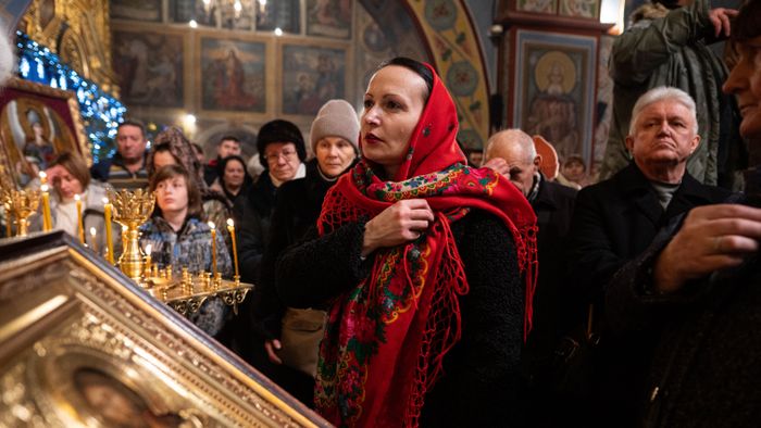 Christmas Eve service at St. Michael's Cathedral in Kyiv