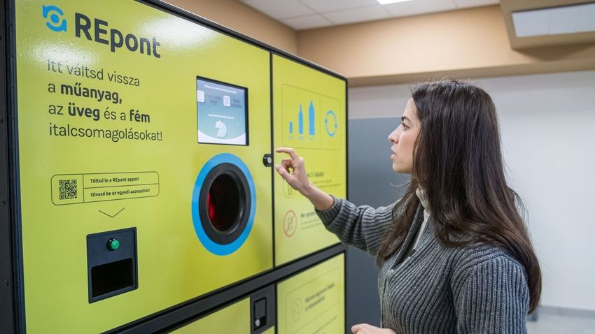 Szentkir&aacute;lyi Alexandra megmutatta, milyen lesz az &uuml;vegvisszav&aacute;lt&oacute; automata