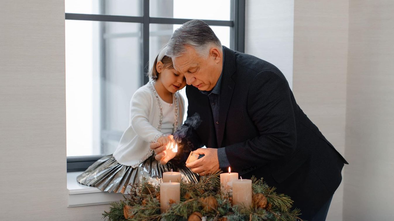 Orbán Viktor Annus unokájával gyújtotta meg a második adventi gyertyát