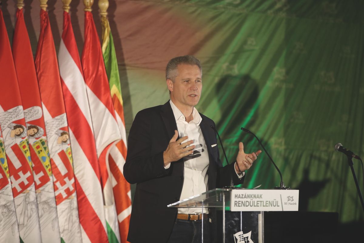 A Mi Hazánk Mozgalom évértékelő rendezvénye Petr Bystrom, a német AfD parlamenti képviselője