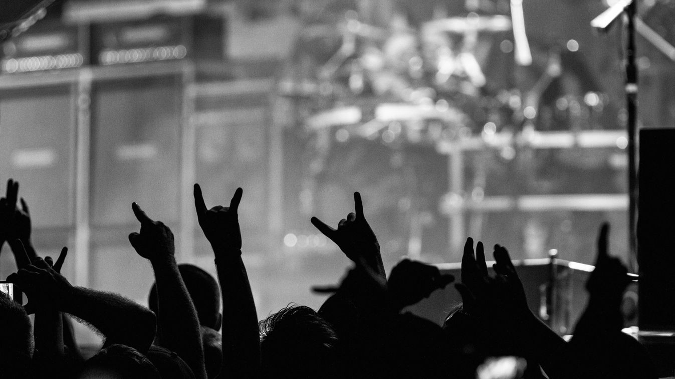 Crowd,Going,Crazy,And,Putting,Up,The,Metal,Horns,At, koncert, metál