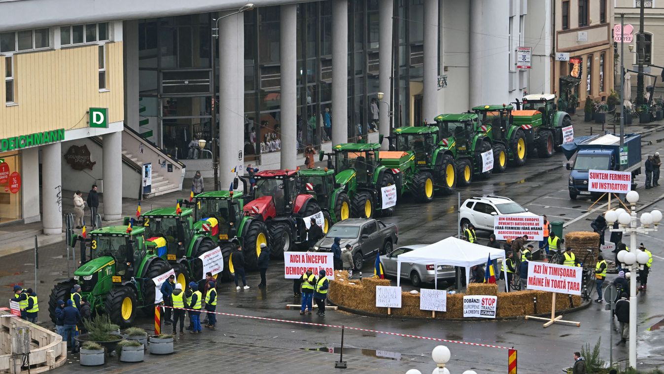 Manifestation de routiers et d'agriculteurs roumains