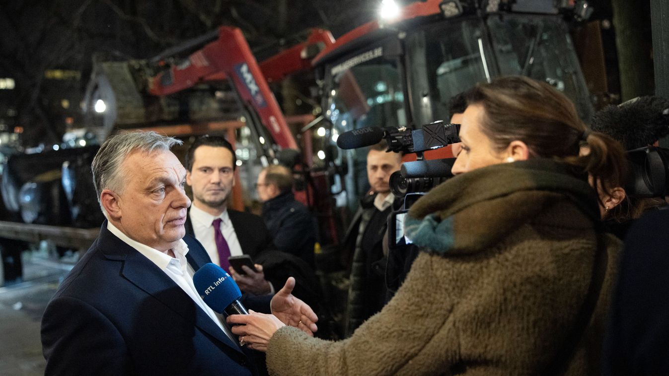 Orbán Viktor Brüsszel belvárosában tüntető gazdákkal találkozott + videó