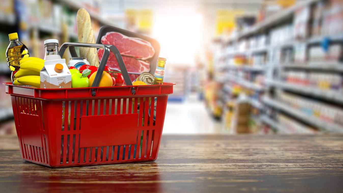 Shopping,Basket,With,Fresh,Food.,Grocery,Supermarket,,Food,And,Eats,koásr, bevásárlókosár, vásárlás, bolt