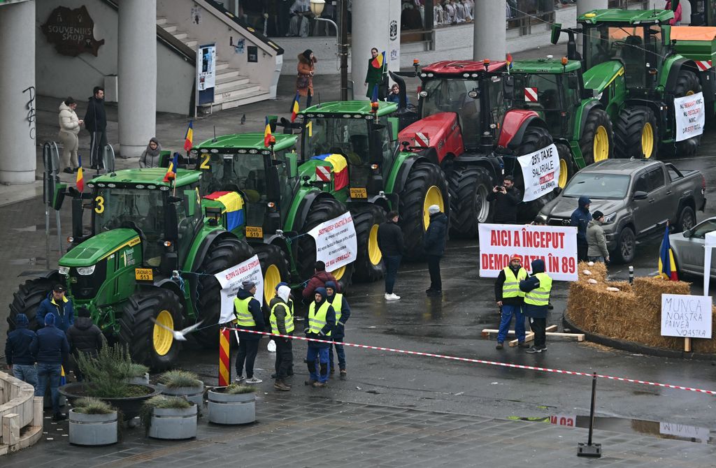 Manifestation de routiers et d'agriculteurs roumains
