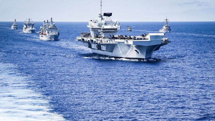 HMS Queen Elizabeth and USS The Sullivans with the United Kingdom Carrier Strike Group joined ships with NATO Standing Maritime Groups One and Two for an impressive display of maritime power in the Eastern Atlantic on 28 May 2021. The rendezvous was part of Steadfast Defender 21, a large scale defensive exercise designed to test NATO’s ability to rapidly deploy forces from North America to the coast of Portugal and the Black Sea region. (Royal Navy photography by LPhot Unaisi Luke)