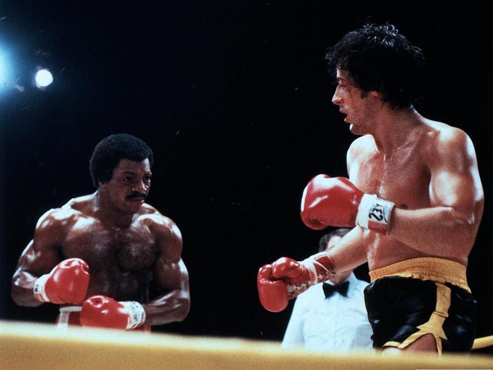 Sylvester Stallone és Carl Weathers a Rocky című filmben