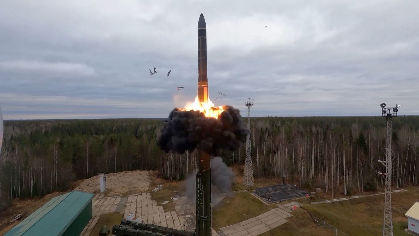 Yars ICBM launched in strategic deterrence forces exercises on Wednesday Oct 26, 2022. Russia President Vladimir Putin has