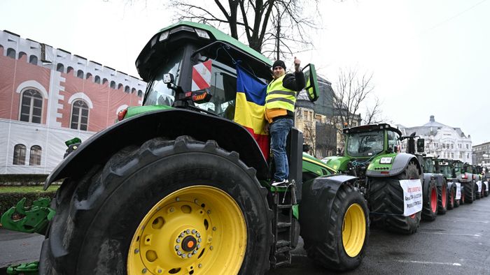 Manifestation de routiers et d'agriculteurs roumains