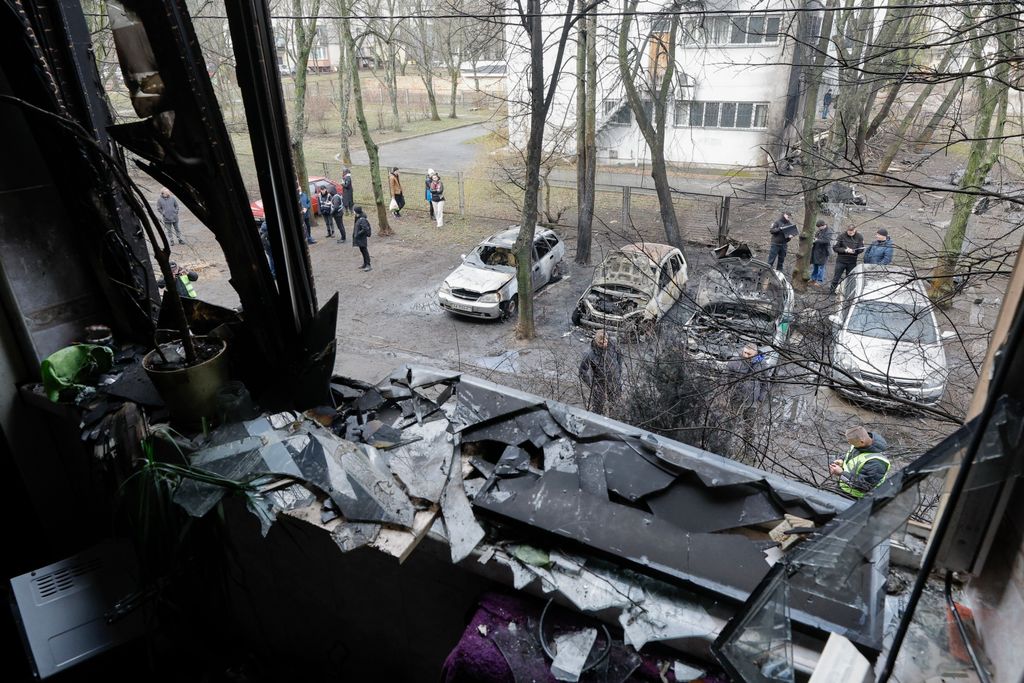 Orosz rakétatámadás helyszíne Kijevben 2024. március 21-én