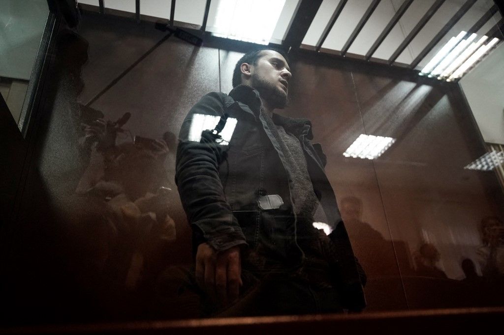 Dilovar Iszlomov, akit azzal gyanúsítanak, hogy részt vett  koncertteremben elkövetett merényletben. (Fotó: AFP/Tatyana Makeyeva)