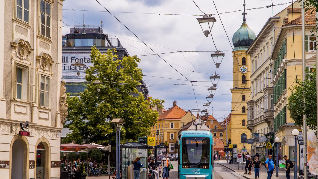 Graz,,Austria,-,June,16,,2020,-,Panoramic,Street,Scene