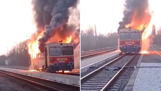 Hatalmas lángokkal égett egy motorvonat Vámospércsen + videó