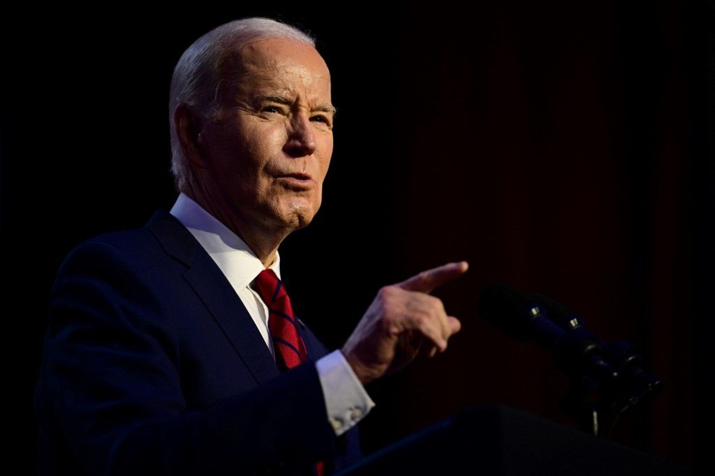 Joe Biden amerikai elnök felszólal az észak-amerikai építőipari szakszervezetek 2024 törvényhozási konferenciáján Washingtonban, 2024. április 24-én. (Fotó: AFP/ Jim WATSON)