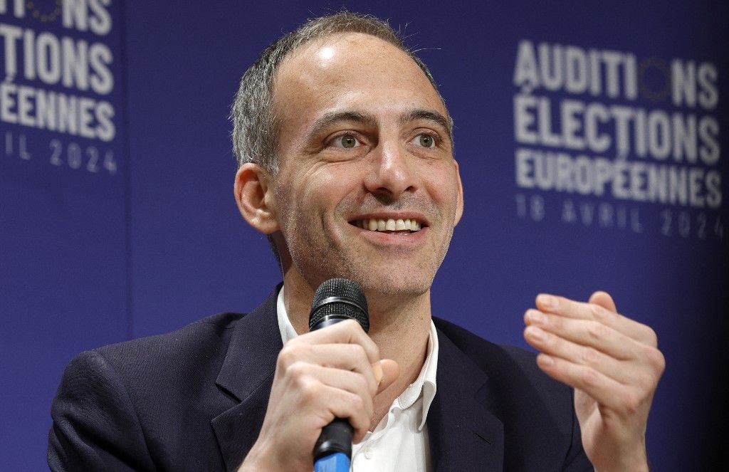 Raphael Glucksmann európai parlamenti képviselő 2024. április 18-án. (Fotó: AFP/Geoffroy VAN DER HASSELT)
