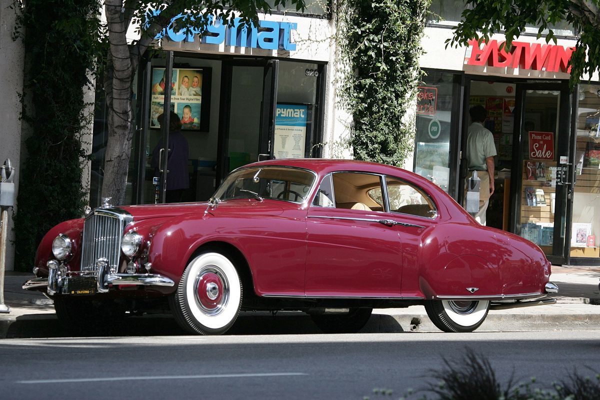 Car lover Nicolas Cage driving his Bentley R-Type in Los Angeles