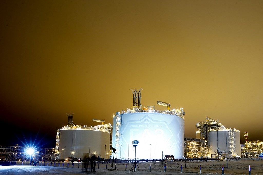 A Jamal LNG-gyár általános képe Szabetta városában, a Jamal-félsziget déli Tambej-mezőjén, a Jamalo-Nyenyec autonóm körzetben, Oroszország sarkvidéki részén. (Fotó: Anadolu/AFP/Sefa Karacan)